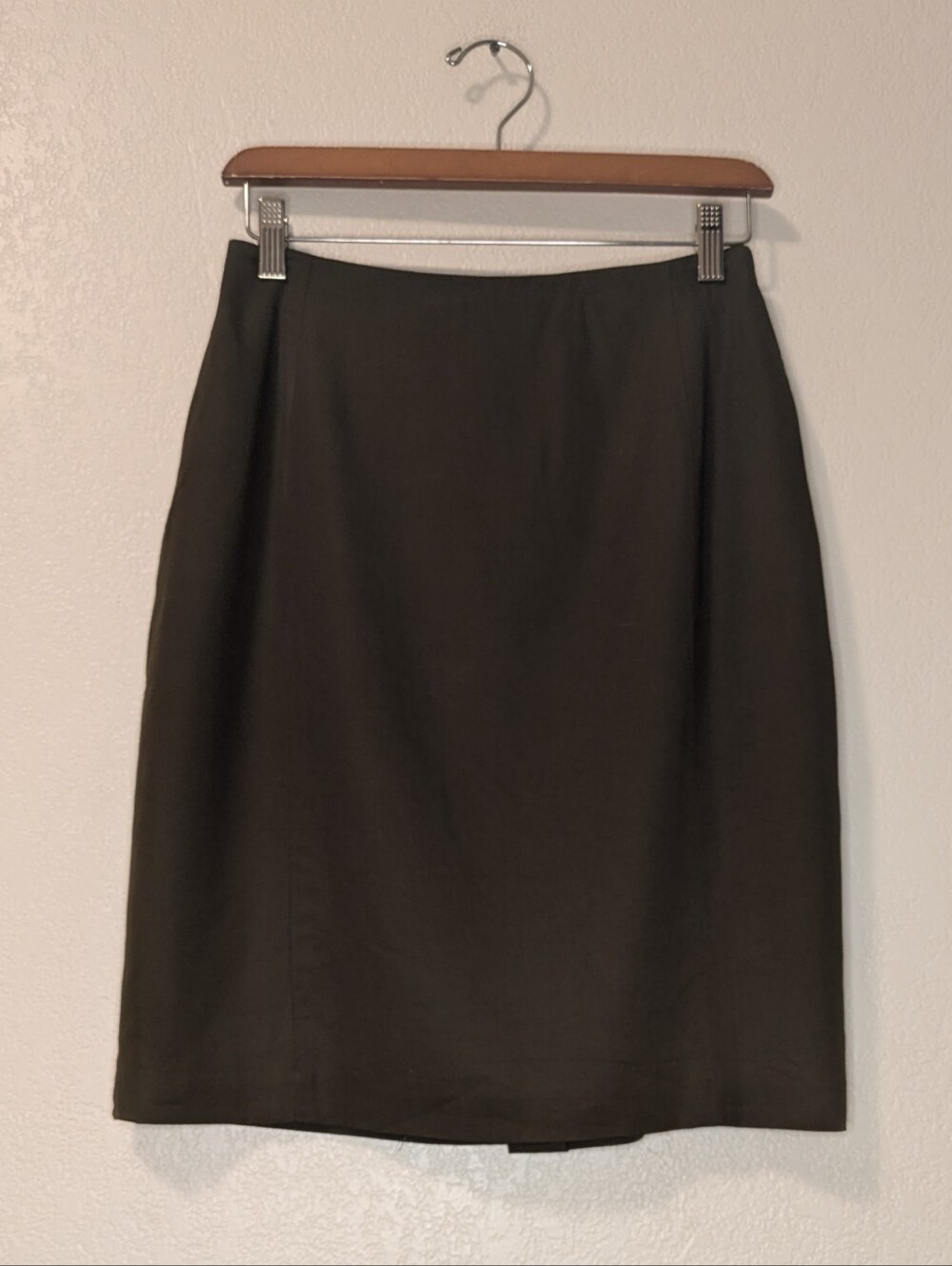 Vintage 80s 90s KGR Made in USA Olive Green Tailored Straight Skirt 8